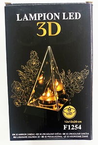 LAMPION SZKLANY 3D TRÓJKĄT